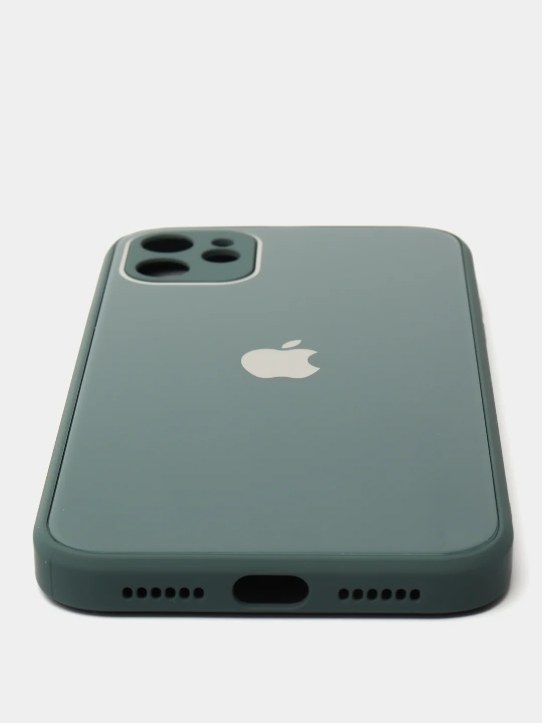 Тёмно-зелёный чехол силиконовый со стеклянной панелью для Apple iPhone 11 (Айфон 11)