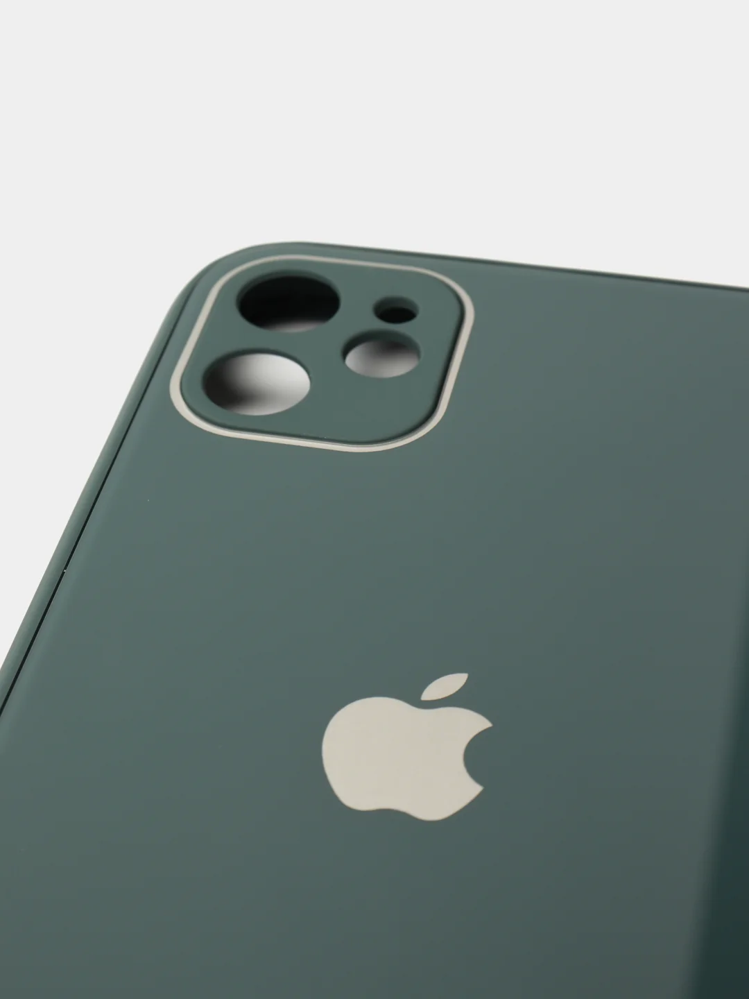 Тёмно-зелёный чехол силиконовый со стеклянной панелью для Apple iPhone 11 (Айфон 11)