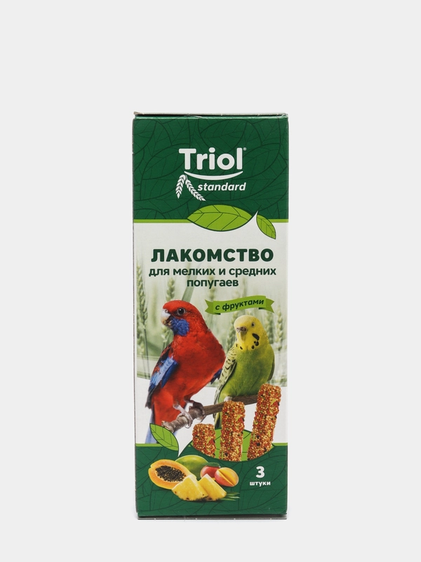 Лакомство Triol для мелких и средних попугаев с фруктами (уп. 3 шт), 80г Зерновая палочка
