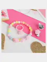 Коралловый набор украшений для девочки, браслет, кольцо, клипсы