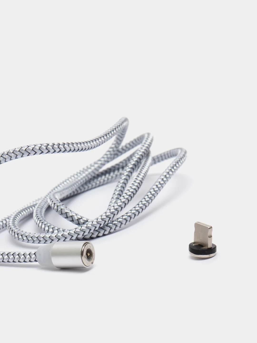 Серебряный магнитный кабель microUSB, type-C, Lightning
