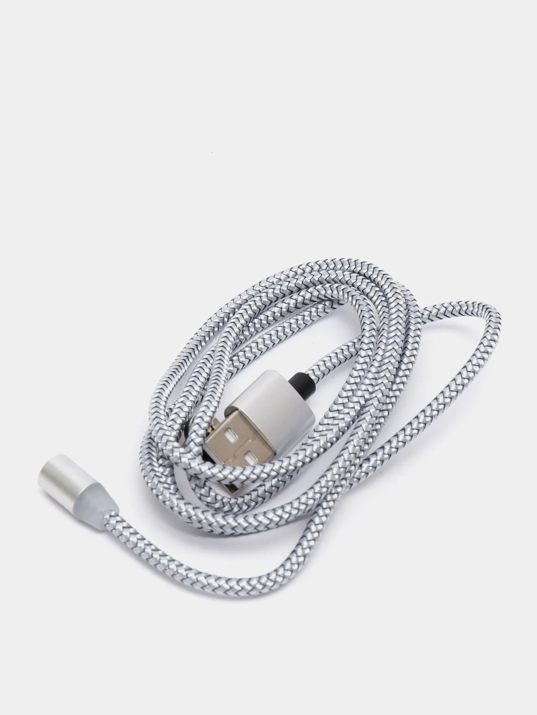 Серебряный магнитный кабель microUSB, type-C, Lightning