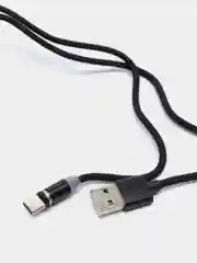 Черный магнитный кабель microUSB, type-C, Lightning