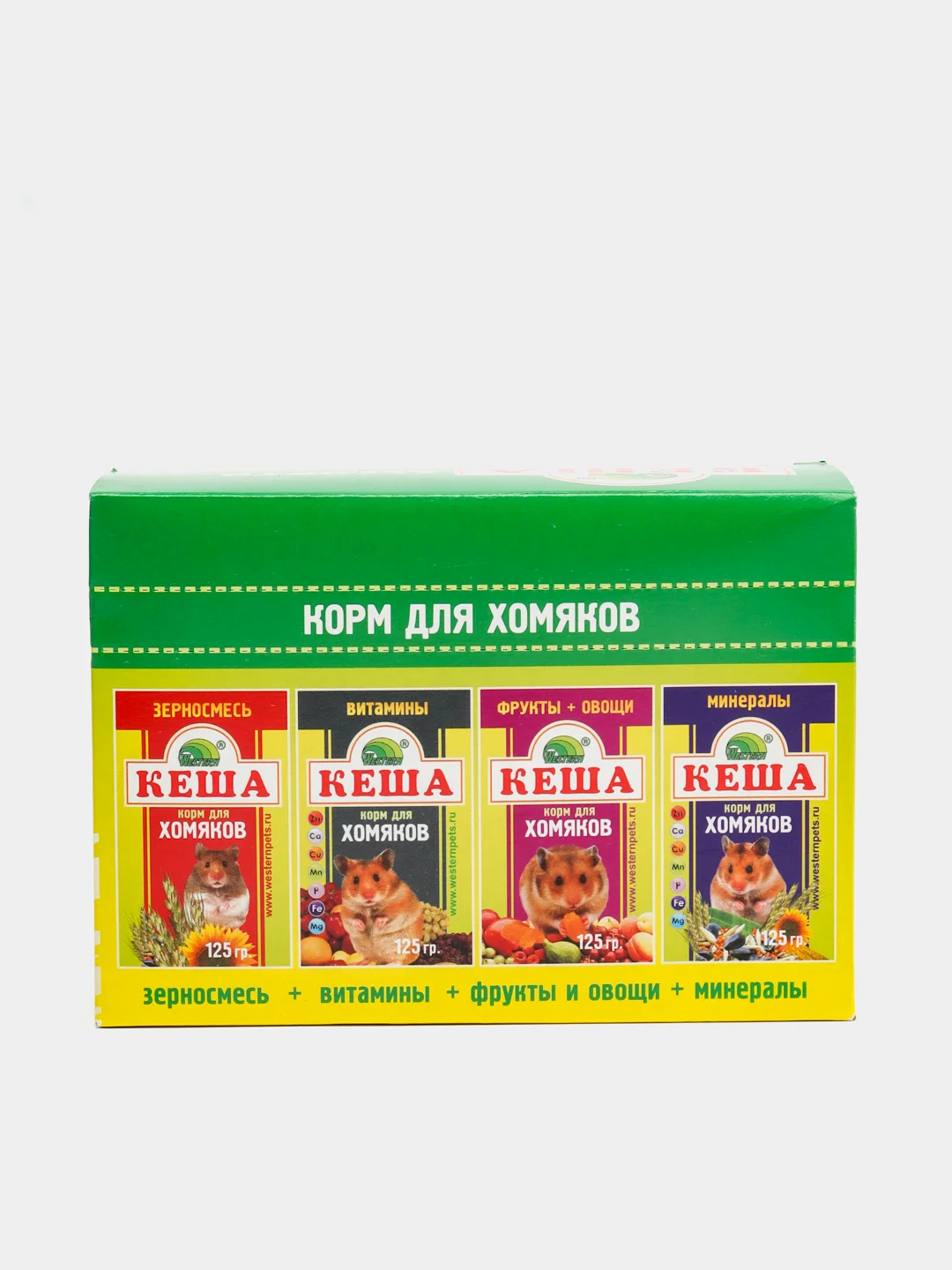 Корм для хомяков "Кеша" Ассорти 4*125 г, 4 вида корма для хомяков