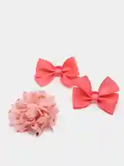Коралловый подарочный набор девочке: банты на резинках и заколка