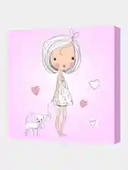 Конфетный интерьерная картина на холсте "Девочка с собачкой", 31*31 см