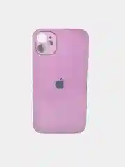 Сиреневый чехол силиконовый со стеклянной панелью на Iphone 11