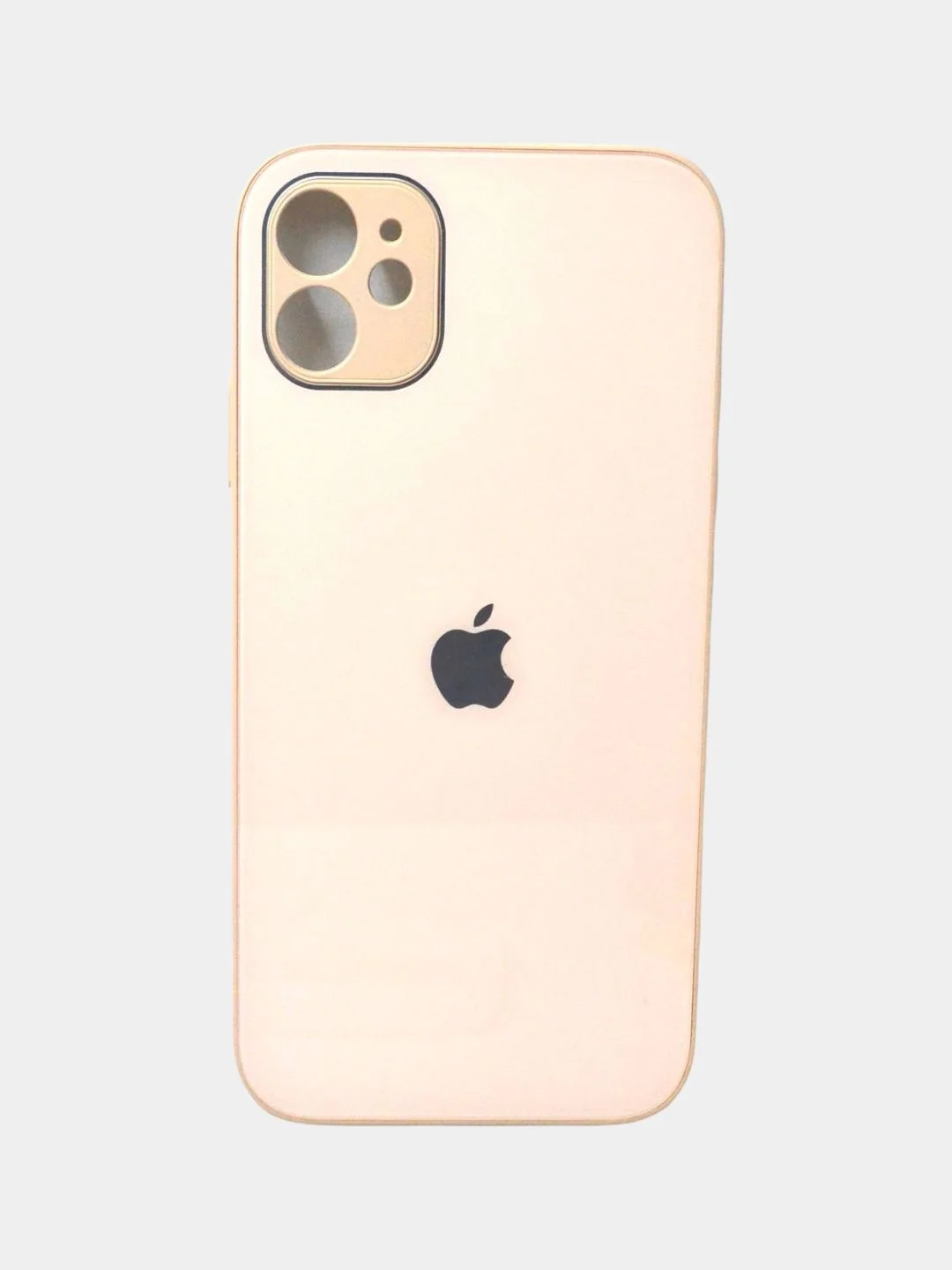 Кремовый чехол силиконовый со стеклянной панелью на Iphone 11