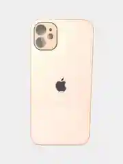 Кремовый чехол силиконовый со стеклянной панелью на Iphone 11