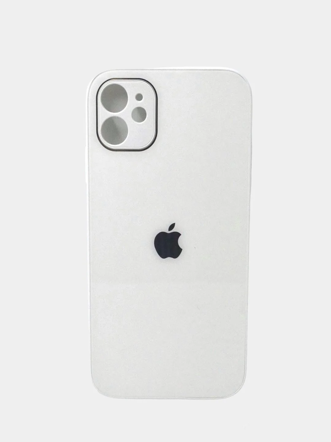 Белый чехол силиконовый со стеклянной панелью на Iphone 11