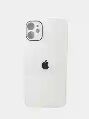 Белый чехол силиконовый со стеклянной панелью на Iphone 11