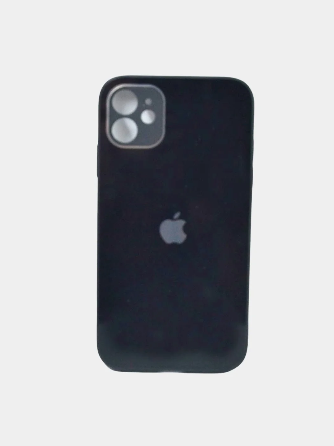 Черный чехол силиконовый со стеклянной панелью на Iphone 11