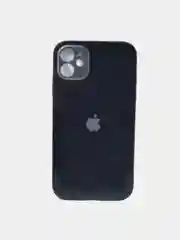 Черный чехол силиконовый со стеклянной панелью на Iphone 11