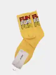 Желтый носки с принтом "Fun", подростковые, унисекс