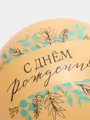 Светло-оранжевый шар воздушный "С днём рождения", Ботаника, 30 см
