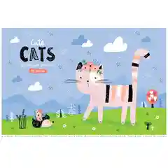 Голубой альбом для рисования на скрепке А5 Cute cats, 12 листов