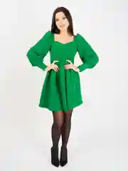 Зеленый платье коктейльное, с длинным рукавом