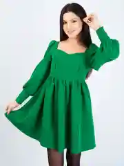 Зеленый платье коктейльное, с длинным рукавом