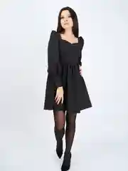 Черный платье коктейльное, с длинным рукавом