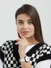 Белый женские часы с ремешком из холста