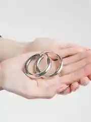 Серебряный серьги-конго круглые, золотистые/серебряные, 2 цвета