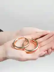 Золотой серьги-конго круглые, золотистые/серебряные, 2 цвета