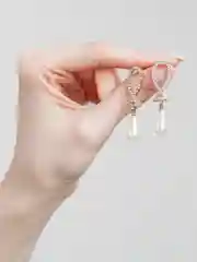 Серьги с жемчугом и фианитами / Серьги с подвеской / Серьги жемчужные