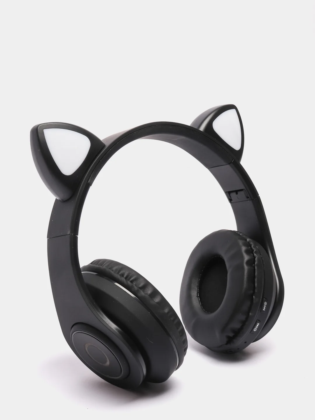 Черный беспроводные светящиеся наушники с bluetooth кошачьи ушки