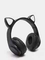 Черный беспроводные светящиеся наушники с bluetooth кошачьи ушки