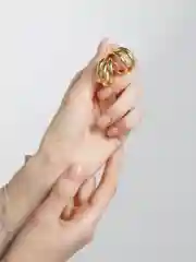 Серьги кольца, сережки сплетение из трех штук Roksan