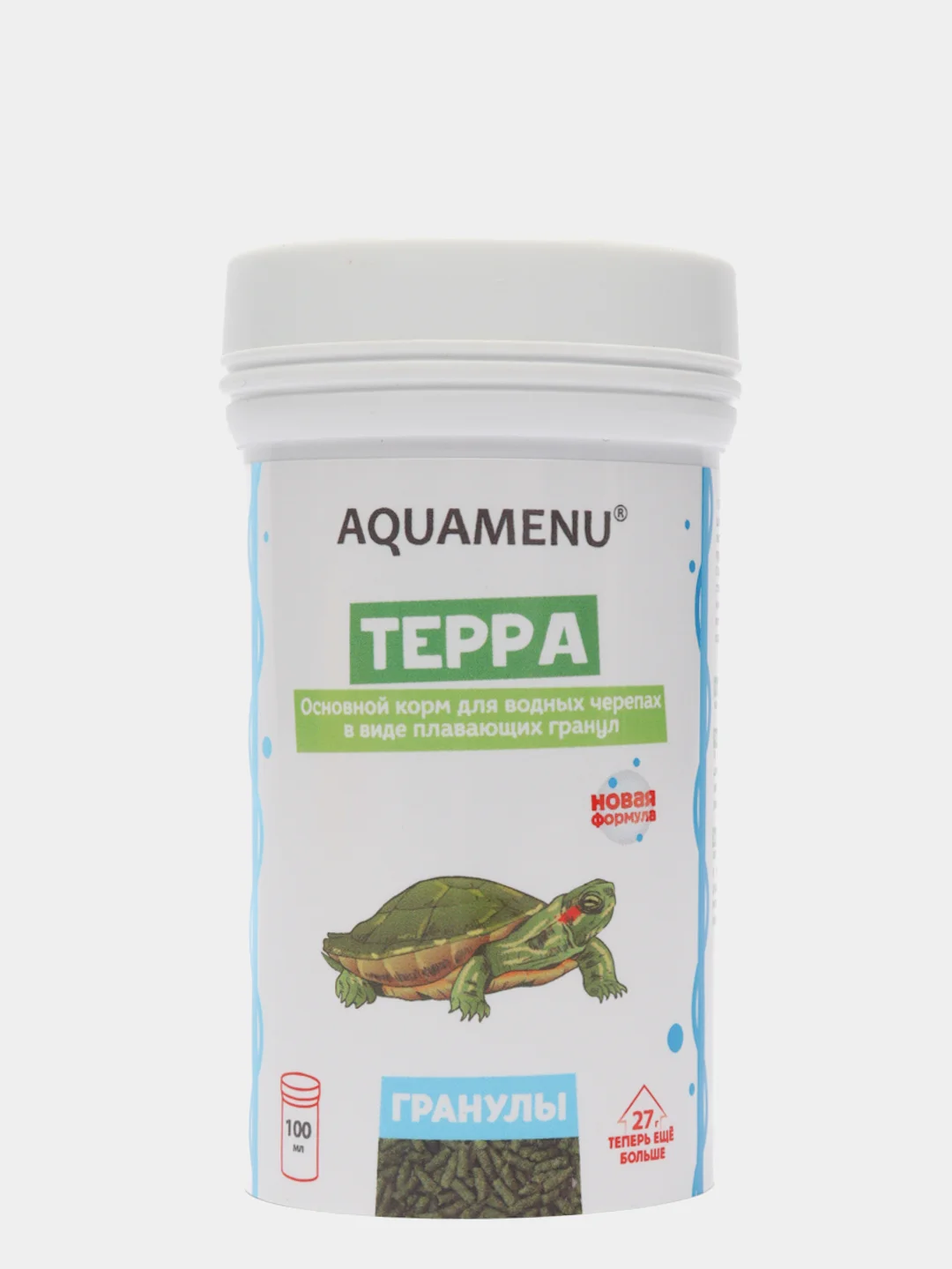 Основной корм для водных черепах Aquamenu Терра "Гранулы плавающие", 100 мл