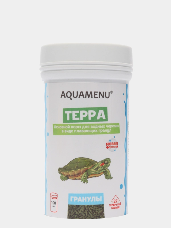 Основной корм для водных черепах Aquamenu Терра "Гранулы плавающие", 100 мл