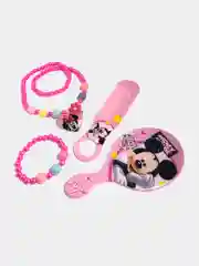 Розовый набор для девочек, Подарочный набор "Mickey Mouse", Зеркало, Расческа, Бусы и браслет