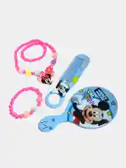 Голубой набор для девочек, Подарочный набор "Mickey Mouse", Зеркало, Расческа, Бусы и браслет