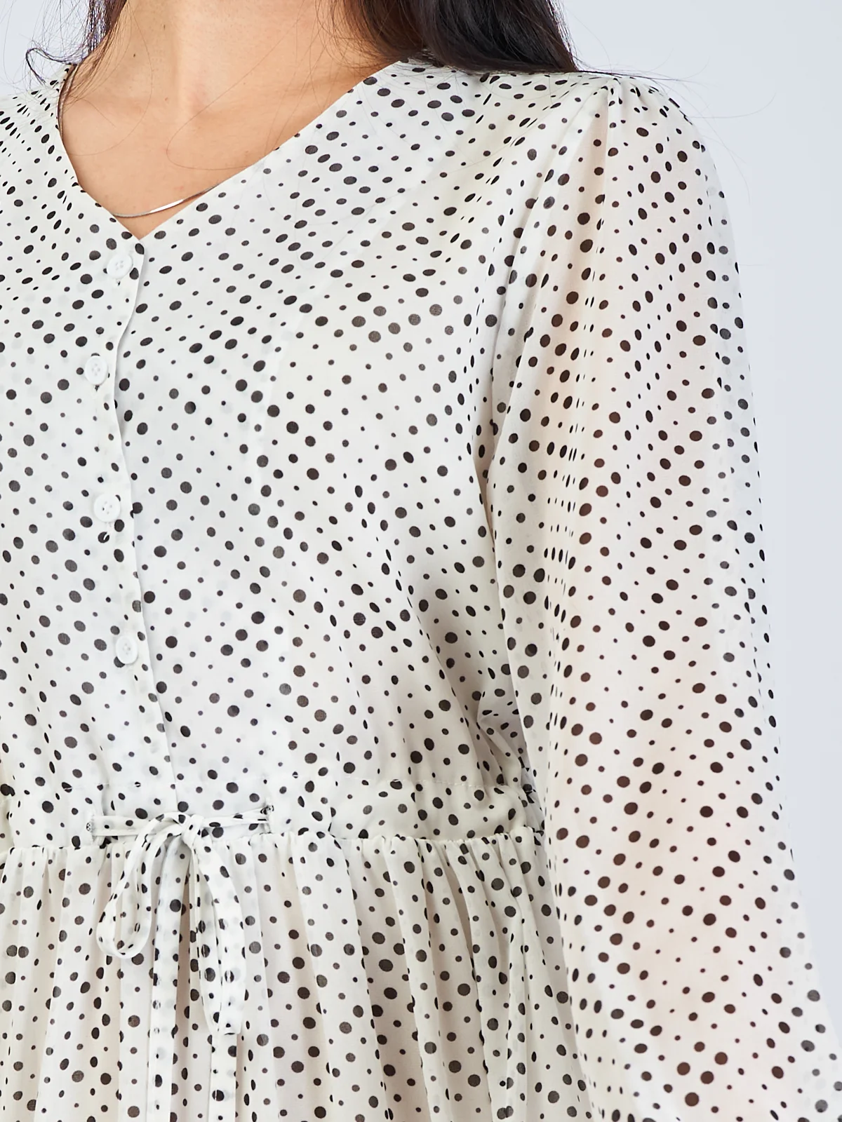 Белый платье женское шифоновое, в горох, oversize