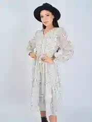 Белый платье женское шифоновое, в горох, oversize