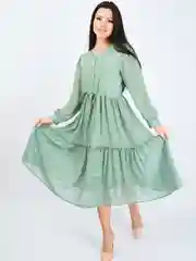 Мятный платье женское шифоновое, в горох, oversize
