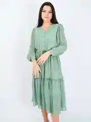Мятный платье женское шифоновое, в горох, oversize