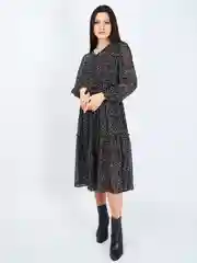 Черный платье женское шифоновое, в горох, oversize