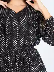 Черный платье женское шифоновое, в горох, oversize