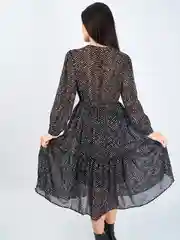 Черный платье женское шифоновое, в горох, oversize