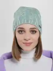 Оливковый шапка женская "Анюта", вязаная бини с флисовым подкладом