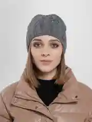 Угольный шапка женская "Анюта", вязаная бини с флисовым подкладом