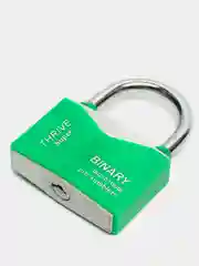 Зеленый замок навесной влагозащищенный с защитой от отмычек Binary, 70 мм