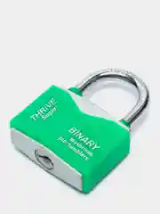 Зеленый замок навесной влагозащищенный с защитой от отмычек Binary 50 мм