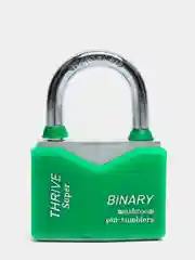 Зеленый замок навесной влагозащищенный с защитой от отмычек Binary 50 мм