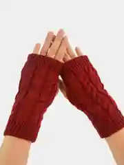 Бордовый женские шерстяные перчатки-митенки, демисезонные, без пальцев