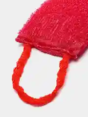 Красный мочалка для тела вязана банная, массажная, двусторонняя, с ручками
