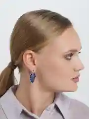 Серьги с синими цирконами / Серьги вечерние / Серьги листья / Серьги с подвеской