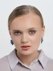 Серьги с синими цирконами / Серьги вечерние / Серьги листья / Серьги с подвеской